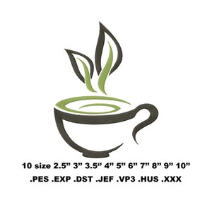 Tea Cup - Machine Embroidery Design. Format Pes Vp3 Jef Hus Dst Exp {xx. 10 Sizes. Digital Product!