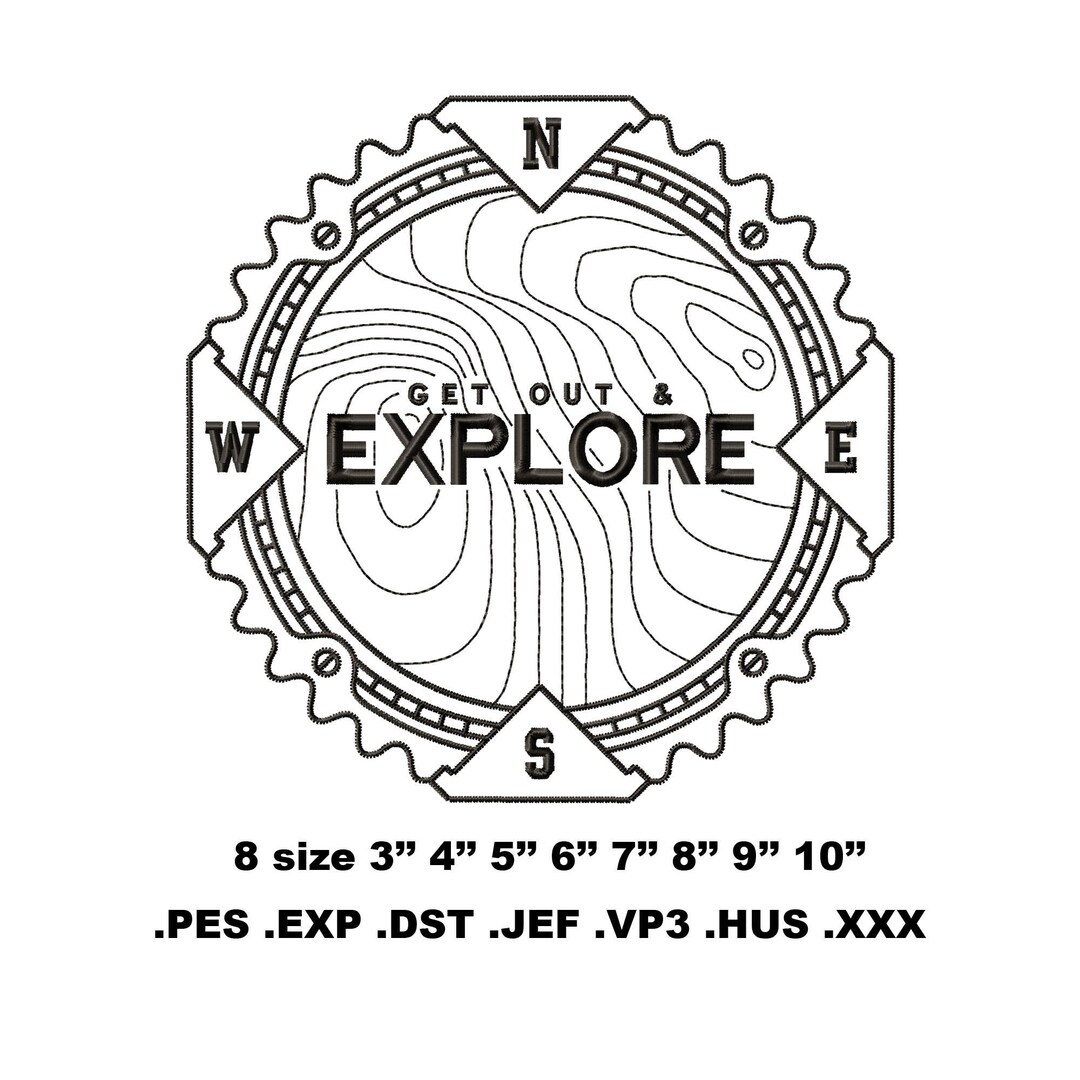 Explore Compass Embroidery Design – Machine Embroidery Files (digital ...