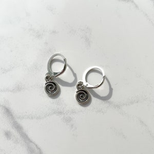 Swirl/Squiggle Charm Silver Huggie Hoop Earrings