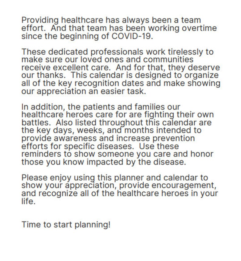 2023 Digital PDF Planner for Healthcare Recognition and Appreciation Etsy