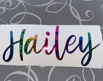 Hailey Font Personalized Name Vinyl Decals - Great for name labels, water bottles, pantry organizing, labeling notebooks, laptops, etc.