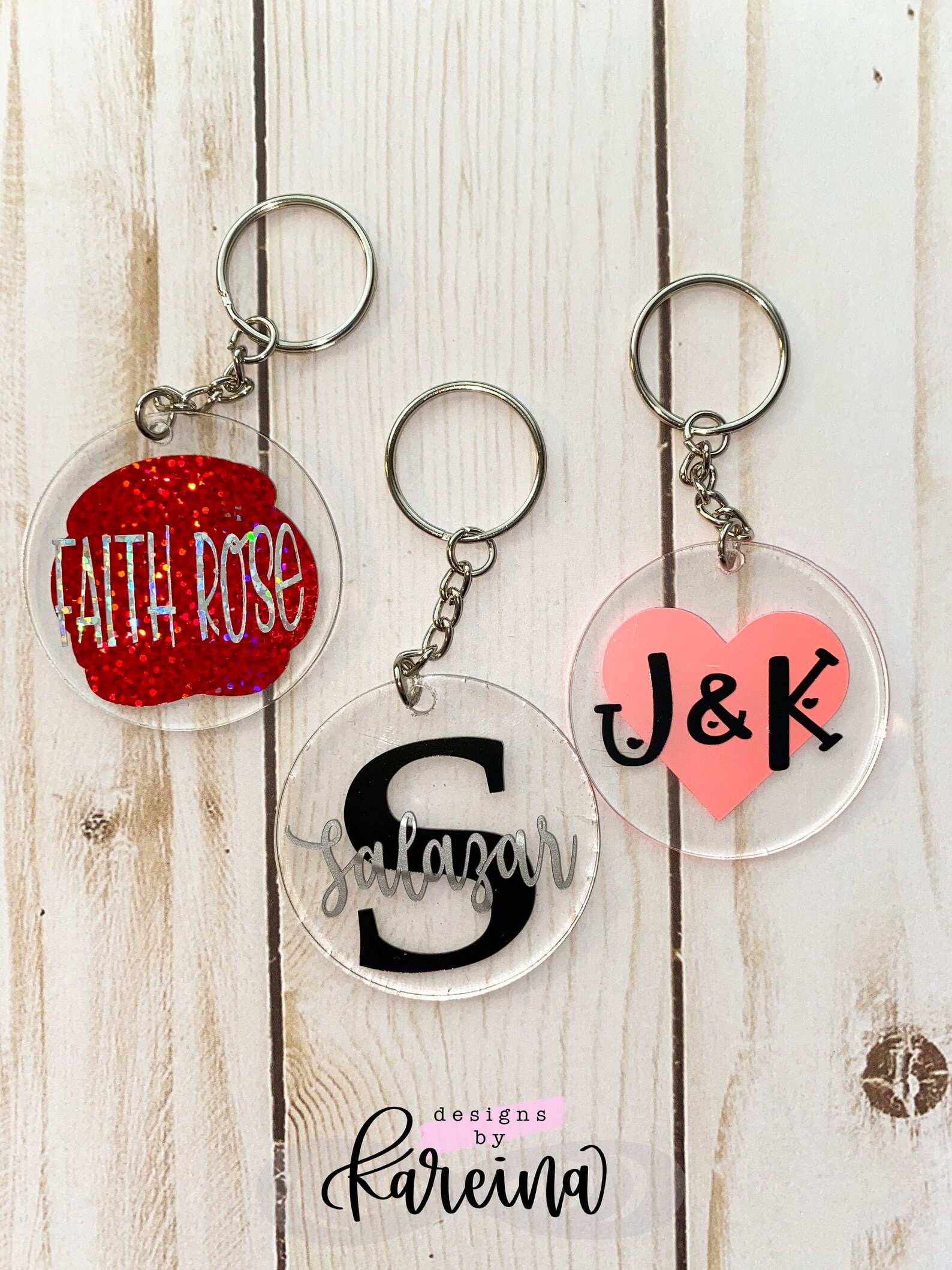 Personalized Clear Round Acrylic Disc Keychain Personalized Etsy