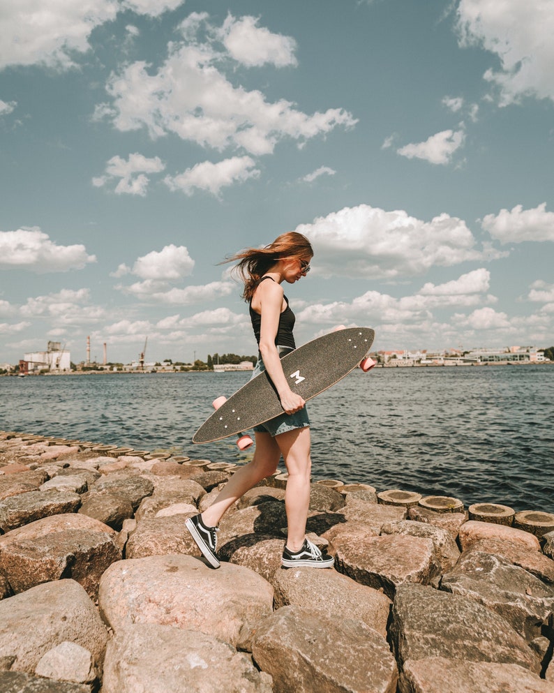 All Black Pintail Longboard Cruiser Longboard Long Distance Etsy