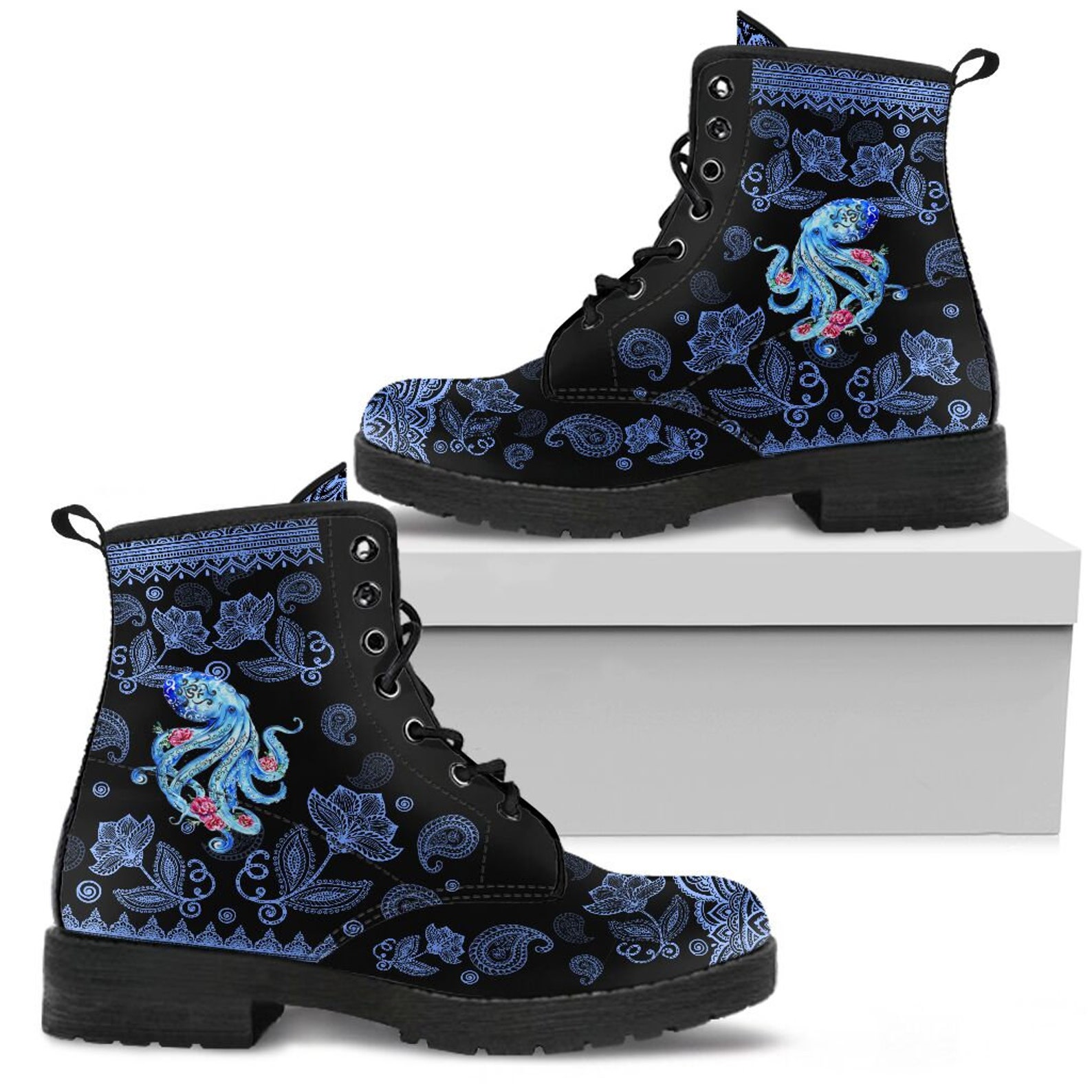 Octopus Boot 166 Retro Boots Vegan Leather Winter Boot Etsy