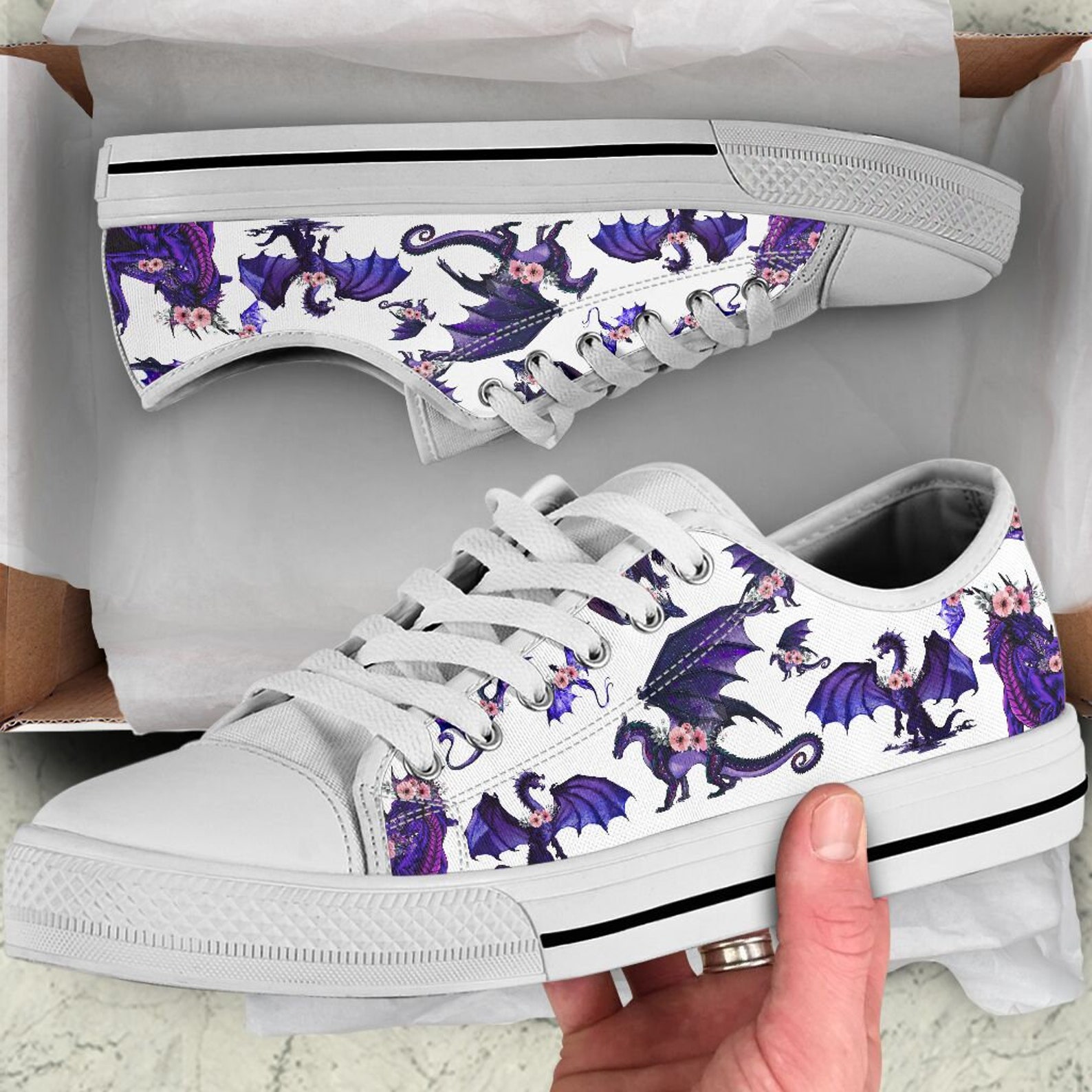 Dragon Custom Low Top ShoesConverse StyleAnimal Custom | Etsy