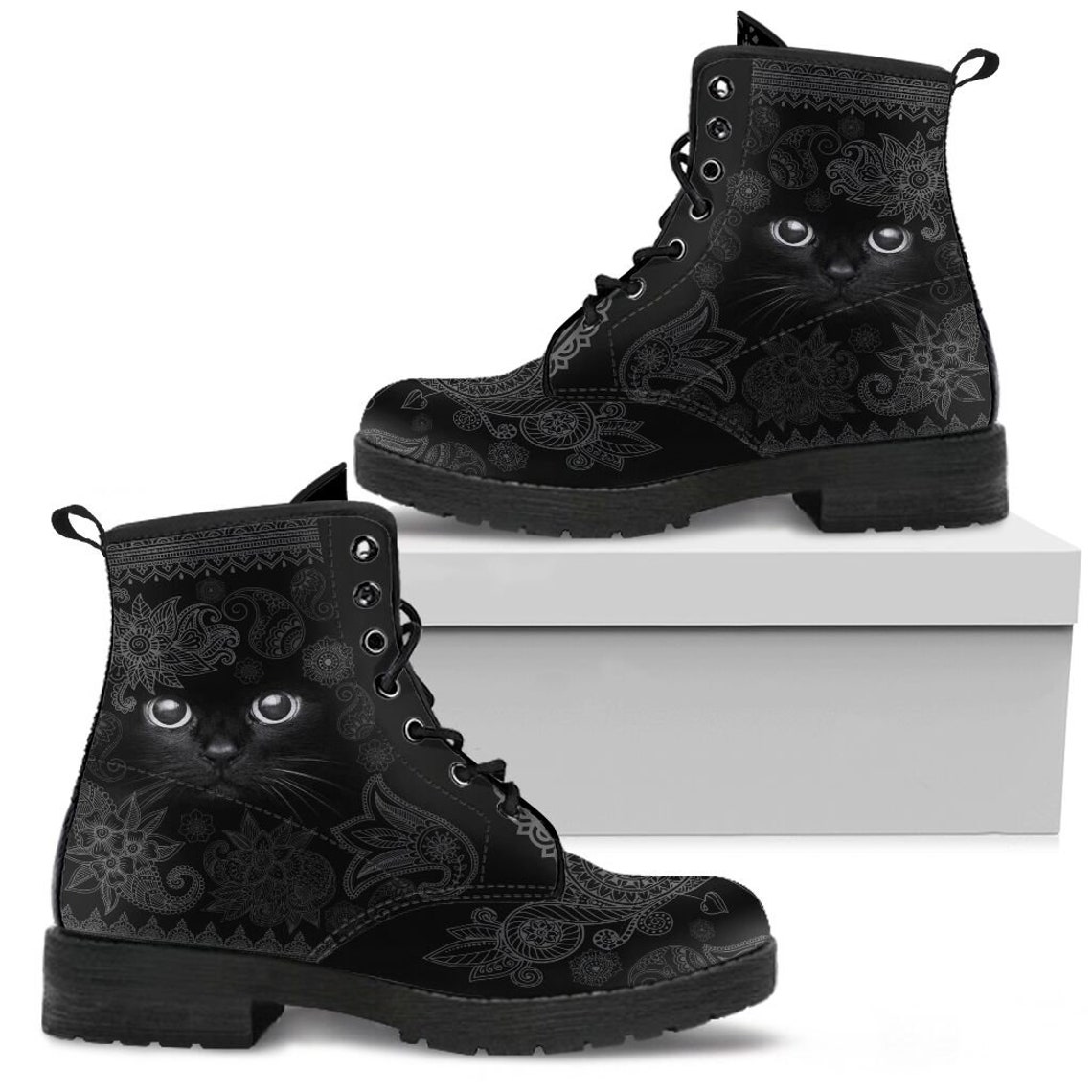 cat leather hiker boots in leopard