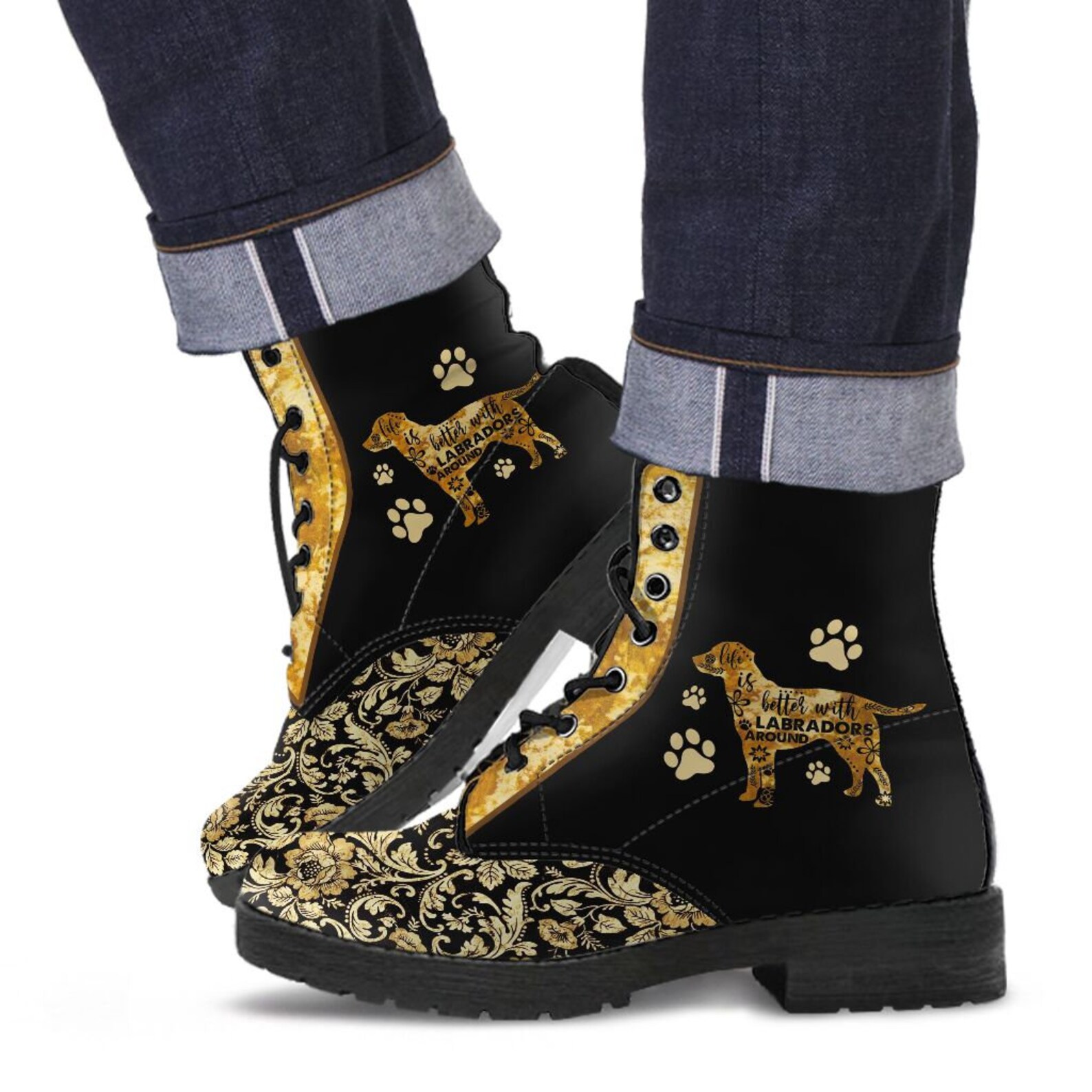 Life Is Better With Labrador Around Boots 152 Vegan Leather Etsy