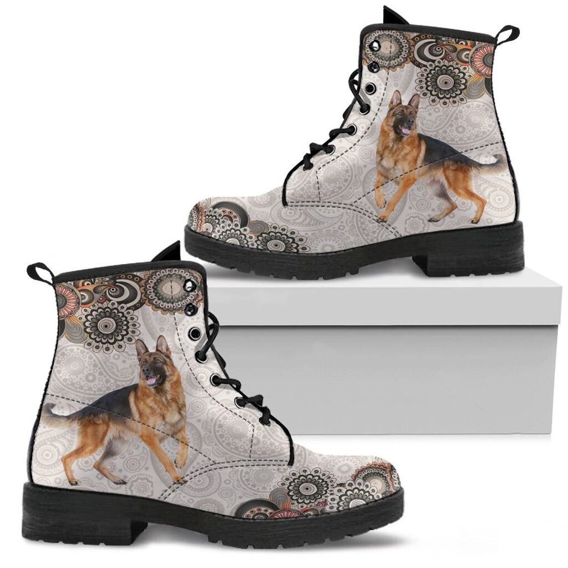 German Shepherd Boot 121 Spring Boots Flower Boots Custom Etsy