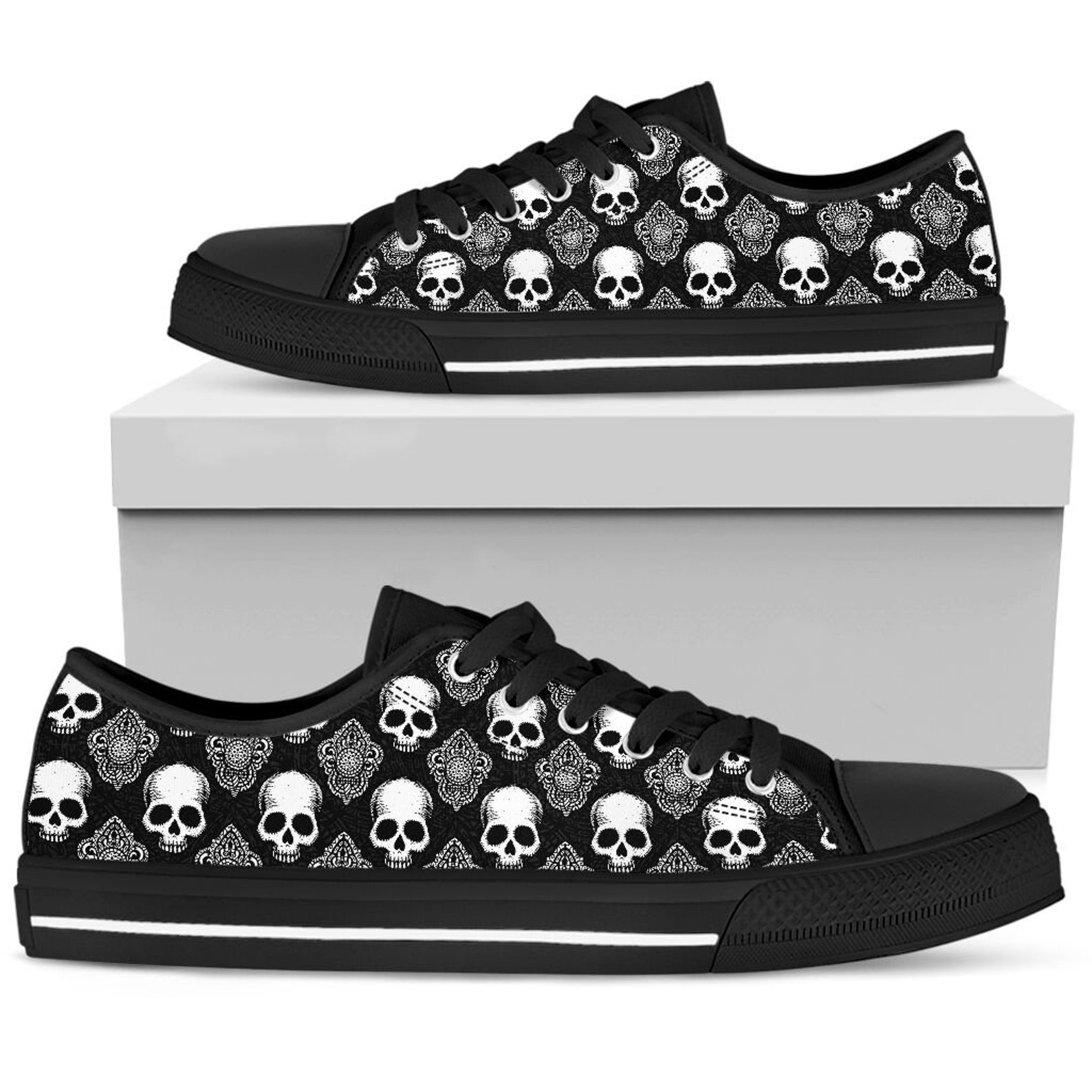 Skull Style Shoes Custom Low Top ShoesConverse StyleAnimal | Etsy