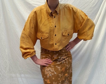 yellow satin top