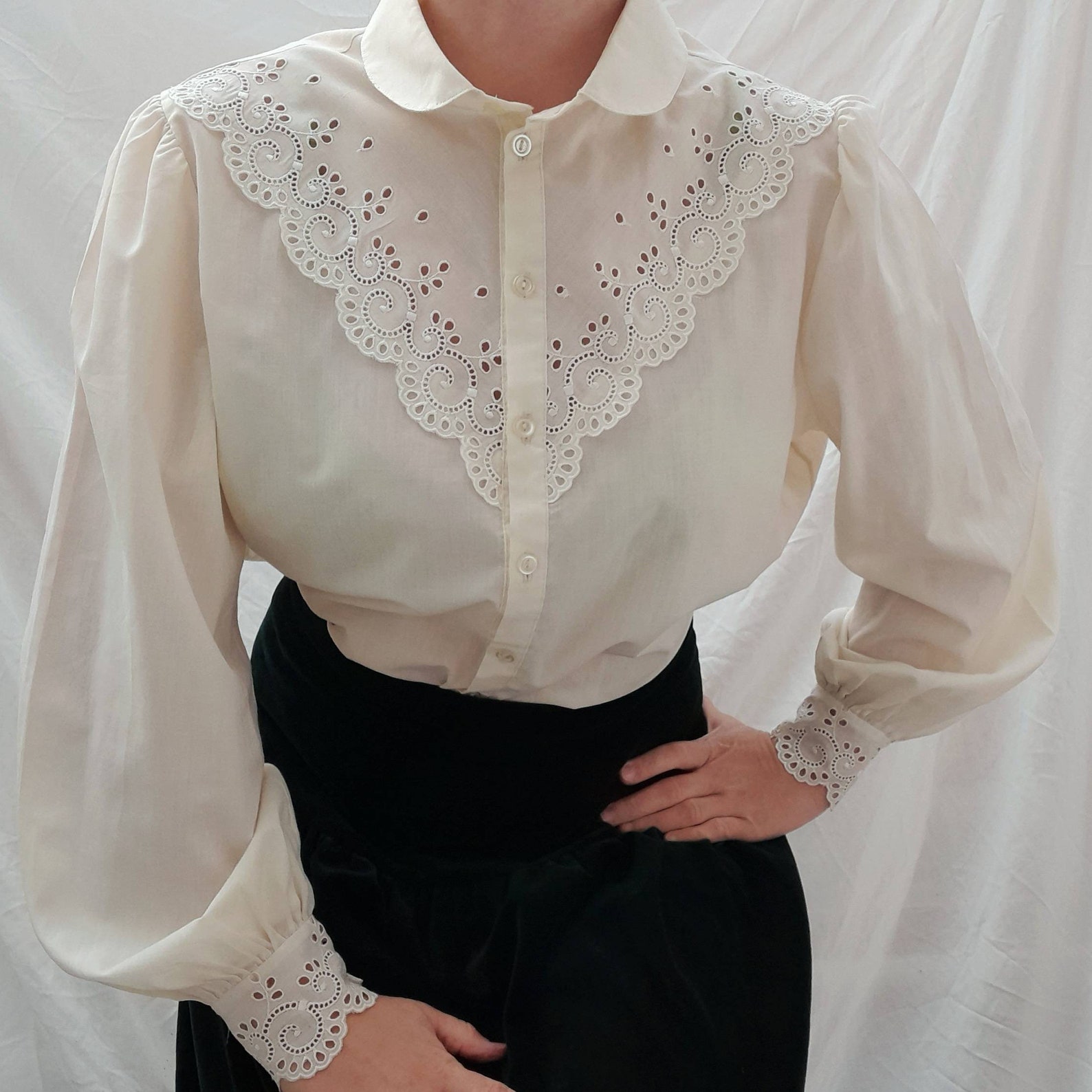 Cottagecore boho 70s true vintage prairie blouse with | Etsy