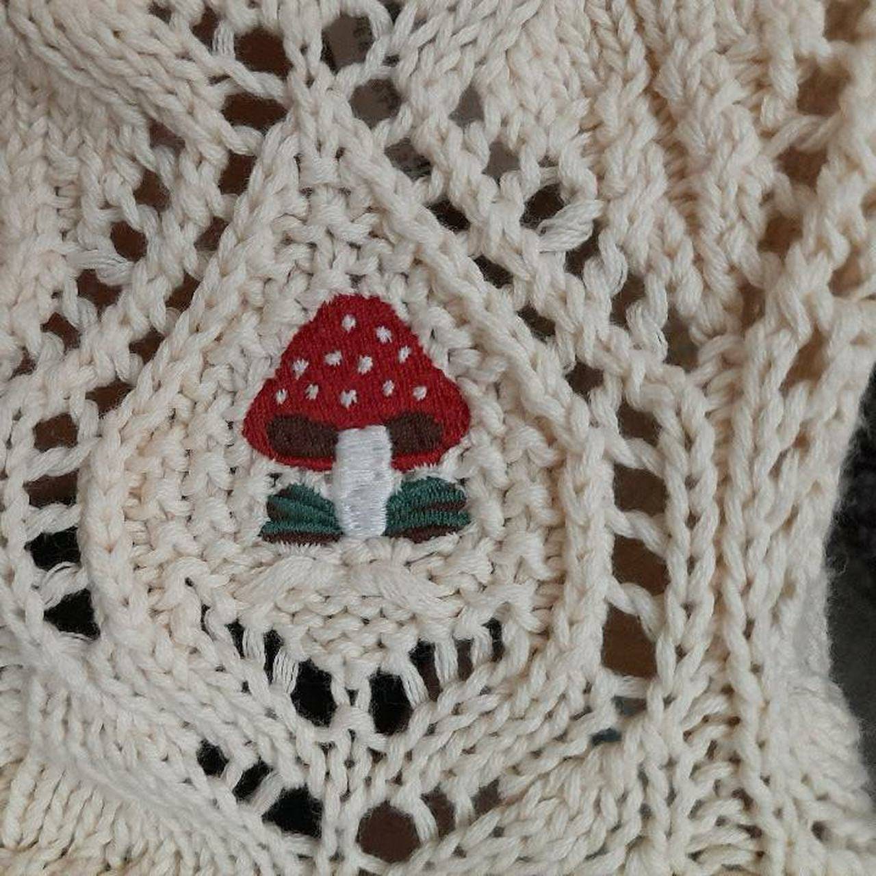 Fall Mushroom Oversized Granny Square Cardigan,Crocheted Slow Fashion