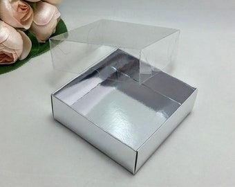 9x9x3 cm Sizes 3.5"x3.5"x1,2" inch Sizes Wedding Gift Box Craft Box Thank You Gift Card Box Box Craft Acetate Lid 10 pieces