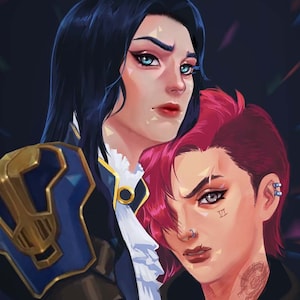 Carte postale ou impression au format lettre Les arcanes de Piltover, Caitlyn et Vi