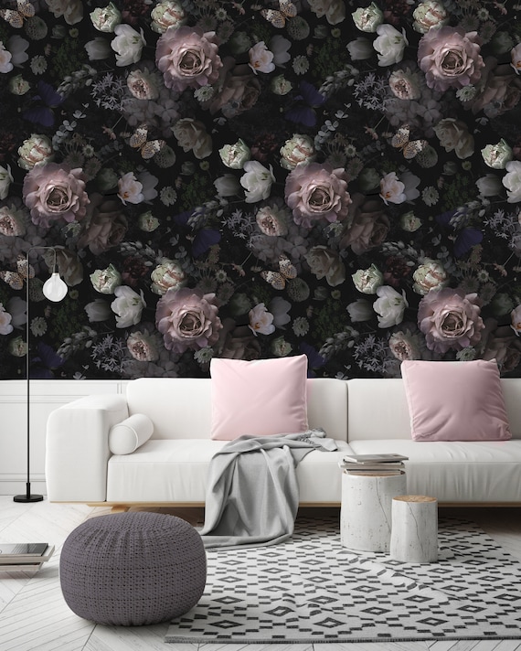 Rose Garden Wallpaper: Elegant Floral Peel and Stick Vinyl