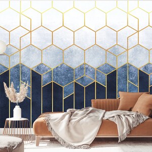 Art Deco Chic: Gold Striped Wallpaper for Modern Interiors - Peel and Stick, Removable Vinyl