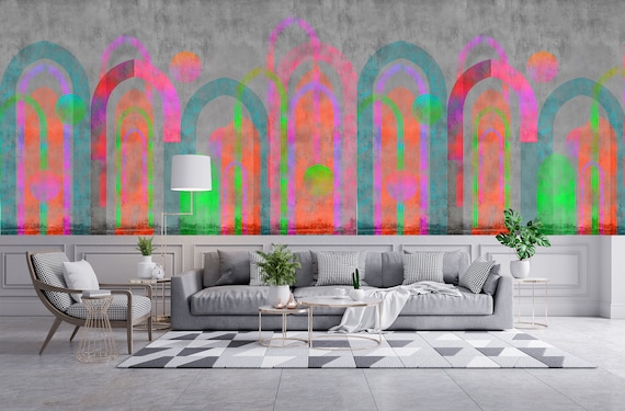 Abstract Colorful Concrete Wallpaper: Peel and Stick Vinyl