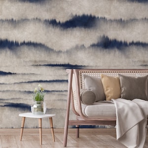 Stylish Indigo Watercolor Wall Art: Instantly Transform Your Space with Removable Vinyl Wallpaper,peel and stick,self adhesive,