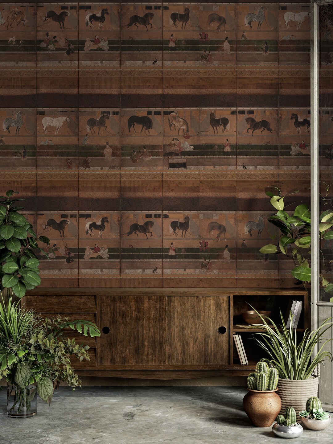 Vintage Horses Wall Art: Horse Wallpaper,chinese Traditional Design