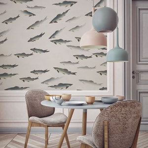 Vintage Fish Wallpaper - Dive into Underwater Serenity with Peel and Stick Ocean Breeze Pattern, Self-Adhesive Removable Wallpaper,vinly