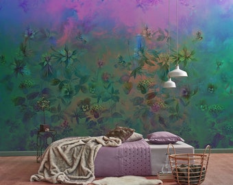 Botanical Garden Fantasy Wallpaper - Transform Your Home with Floral Mirage Theme, peel and stick,removable,self adhesive,vinly wallpaper