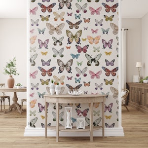 Collector Vintage Hand Drawn Butterflies Print - Cozy Home Decoration - Peel and Stick Vinyl-High Quality,removable,self adhesive,wall mural