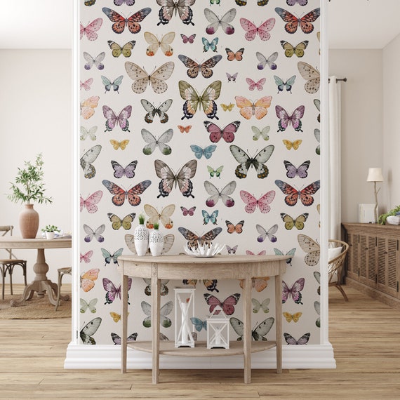 Vintage Butterfly Wall Mural: Colorful Peel and Stick Vinyl Decor