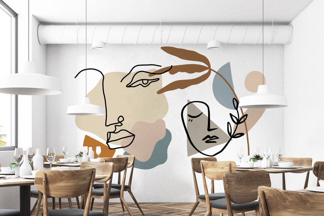 Line Art Wallpaperabstract Face Wallpaperman and Woman Face Etsy