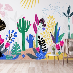 Carta da parati Botanical Garden - Moderna visione narrativa per la tua casa, stacca e attacca, rimovibile, autoadesiva, carta da parati in vinile