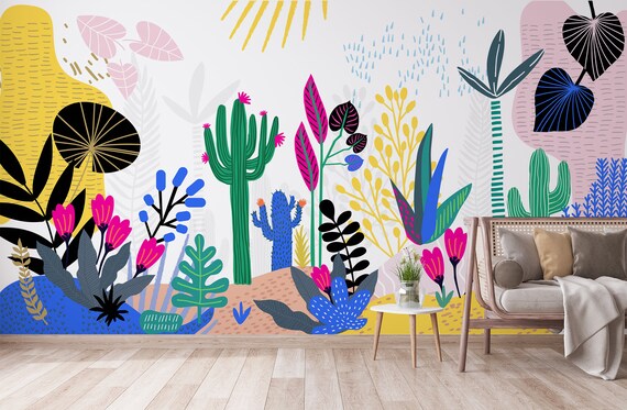 Botanical Garden Wallpaper - Modern Narrative View for Your Home,peel and stick,removable,self adhesive,vinly wallpaper