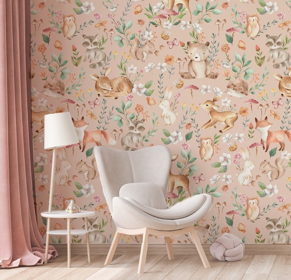 Adorable Woodland Nursery Decor-Delightful Baby Animals,Mushrooms,Birds,and Butterflies!removable,self adhesive,peel and stick,vinly,thick