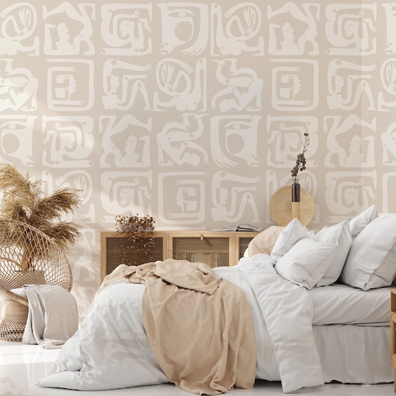 Enhance Your Home's Artistic Vibe: Unique Abstract Human Drawing Wallpaper - Admire the Beauty of Nude Art,minimalist style,removable,vinly