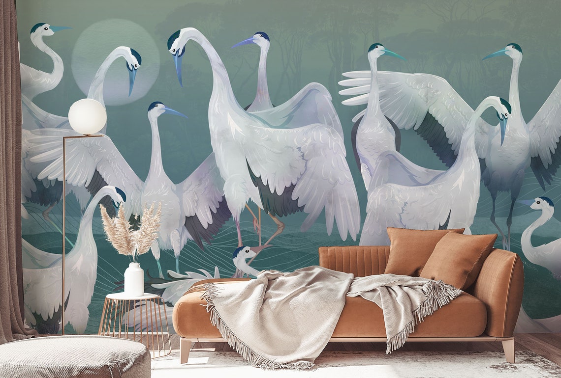 Blue Heron papier peint héron art mural des oiseaux Etsy France