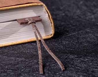 Leather Bookmark Brown Vintage Crazy Horse Leather With Matching Tassel