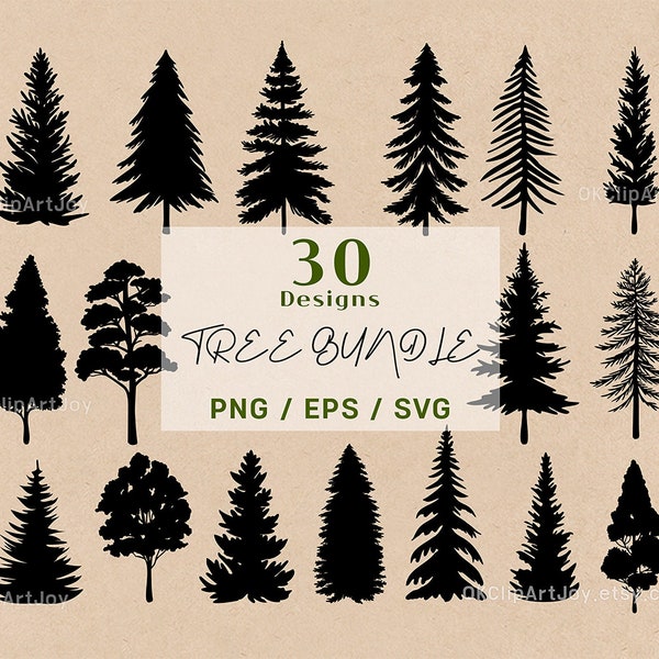 Tree Silhouette Svg, Tree Line Svg, Tree Svg, Treeline Svg, Pine Tree Svg, Trees Svg, Pine Tree Clipart, Christmas Tree Print Evergreen Tree