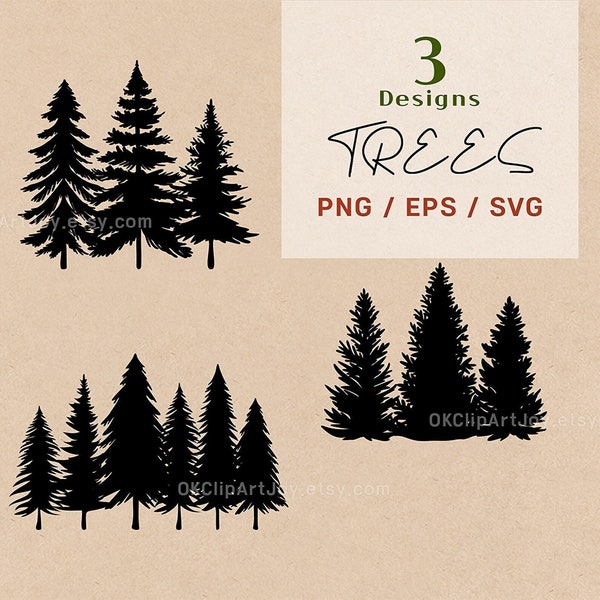 Tree Line Svg, Forest Svg, Tree Svg, Tree Silhouette Svg, Treeline Svg, Pine Tree Svg, Trees Svg, Silhouette Png, Christmas Tree Clipart