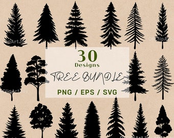 Silhouette albero Svg, Linea albero Svg, Albero Svg, Linea albero Svg, Pino Svg, Alberi Svg, Clipart pino, Stampa albero di Natale Albero sempreverde