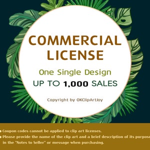 Kommerzielle Lizenz für den Verkauf von bis zu 1000 Produkten (1 Clipart)
