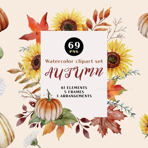 Imágenes prediseñadas de otoño de acuarela, imágenes prediseñadas de otoño, calabaza de acuarela, png de calabaza, gráficos de otoño, acuarela de otoño, imágenes prediseñadas de decoración de otoño, Acción de Gracias