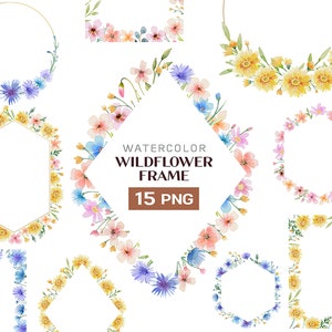 Watercolor clipart, Wildflower clipart, Floral clipart, Flower clipart, Garden wreath, Watercolor flower, Floral wreath png, Planner clipart