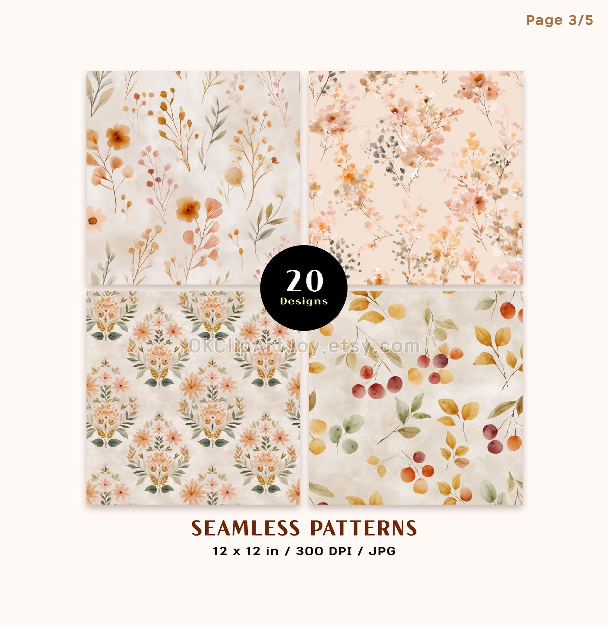 Pumpkin & Autumn Seamless Patterns | Cozy Fall Digital Paper ...