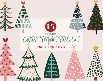 Albero di Natale svg, Holiday Clipart, Christmas svg, Tree svg Bundle, Kids Clip Art, Merry Christmas, Boho Clip Art, Merry Xmas Svg File, png