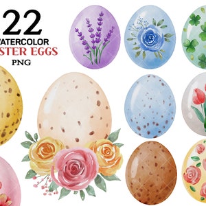Clipart de acuarela, huevos de Pascua, clipart de Pascua, clipart de Pascua lindo, clipart de primavera, clipart de huevo, clipart digital de corona de huevos de Pascua vintage