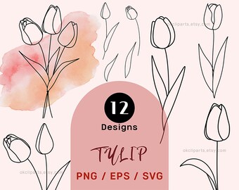 Tulipano Svg File di taglio, Tatuaggio tulipano, Disegno a tratteggio svg, Tulipano Svg Clipart, Tulipano Fiore Png Svg per Silhouette Line Art Fiori Fiori Svg Png