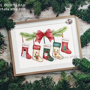 Christmas stocking clipart, Christmas clipart, Watercolor christmas, Traditional xmas, Sublimation ornament, Sublimation designs, Santa clipart bundle, Stocking elements, Stocking names, Christmas botanical, Winter greenery, Christmas flower png