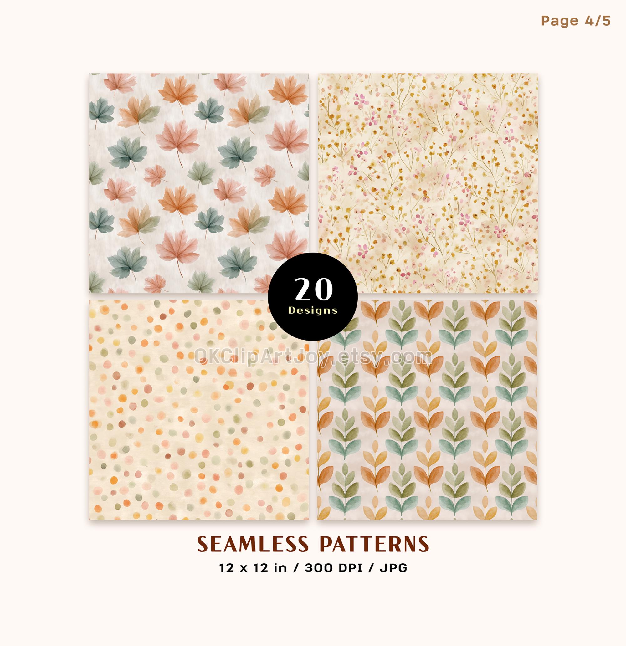 Pumpkin & Autumn Seamless Patterns | Cozy Fall Digital Paper ...