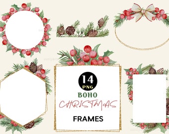 Winter greenery, Watercolor clipart, Christmas clip art, Christmas graphics, Winter clipart, Watercolor christmas, Christmas frame png, logo