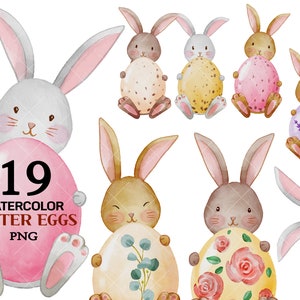 Ostern ClipArt, Aquarell Hase Clipart, Aquarell Hase, Kinderzimmer Kunst, Natur Kunst, Planer Tier Clipart, Floral PNG Ostereier Frühling