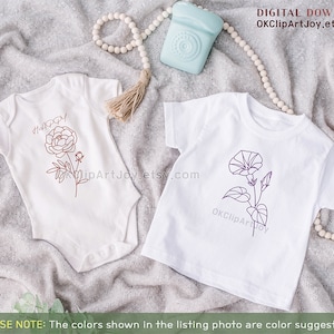 Birth Month Flower, Birth Flower SVG, Poppy Svg, Morning Glory Svg, Birth Flower Png, Svg Bundle Set, Logo Label Design, Floral Line Art EPS