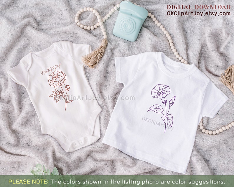 Birth Month Flower, Birth Flower SVG, Poppy Svg, Morning Glory Svg, Birth Flower Png, Svg Bundle Set, Logo Label Design, Floral Line Art EPS